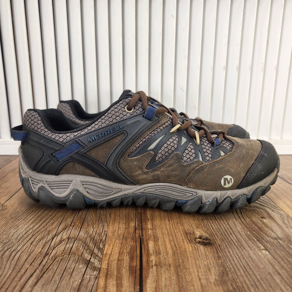 Merrell All Out Blaze Falcon Hiking Shoes Mens 10.5 Brown Leather Vibram Sneaker